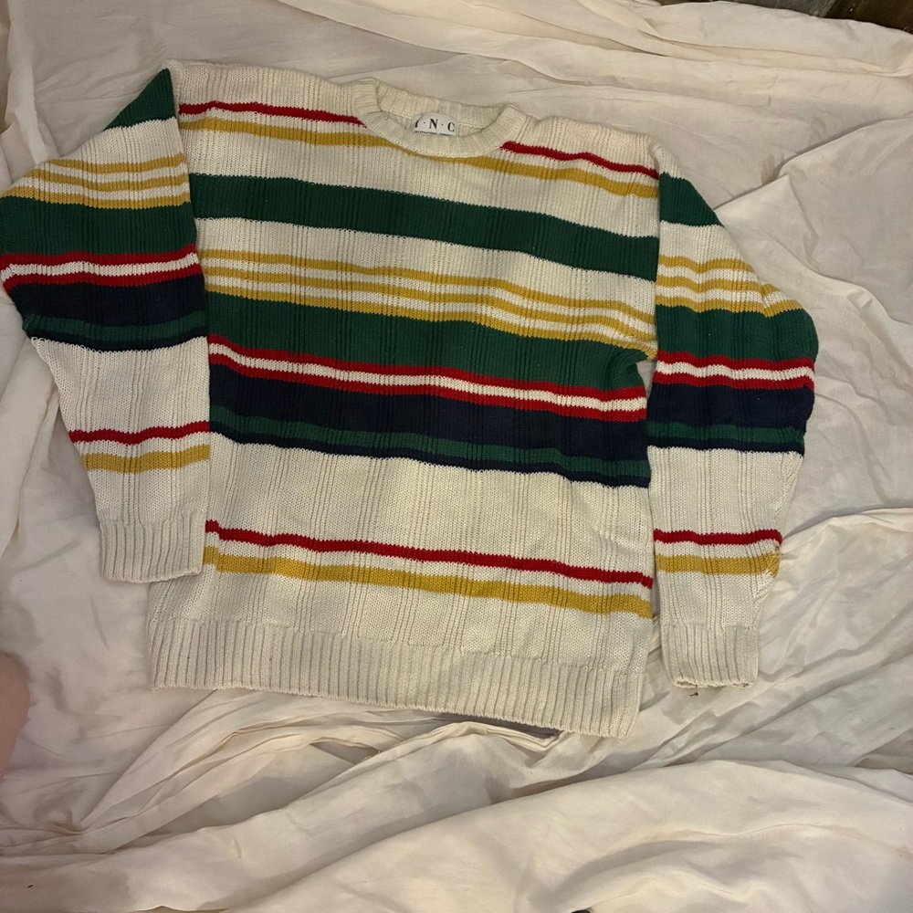 M Vintage 80s 90s INC crewneck pullover Hudson Bay blanket style sweater cotton